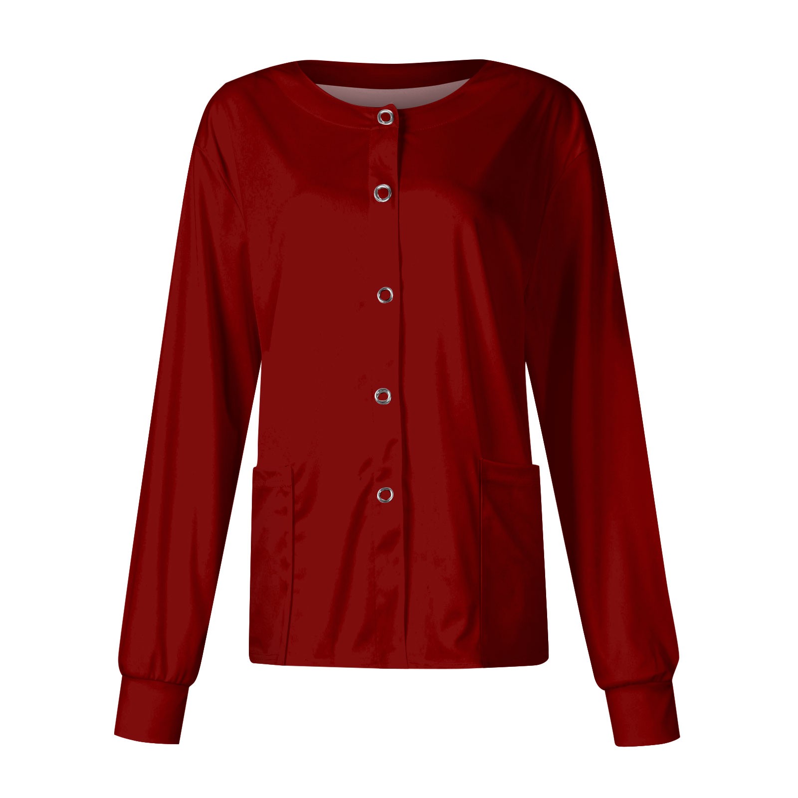 Medical Lab Uniform - 여성용 긴팔 포켓 작업용 스탠드업 칼라,