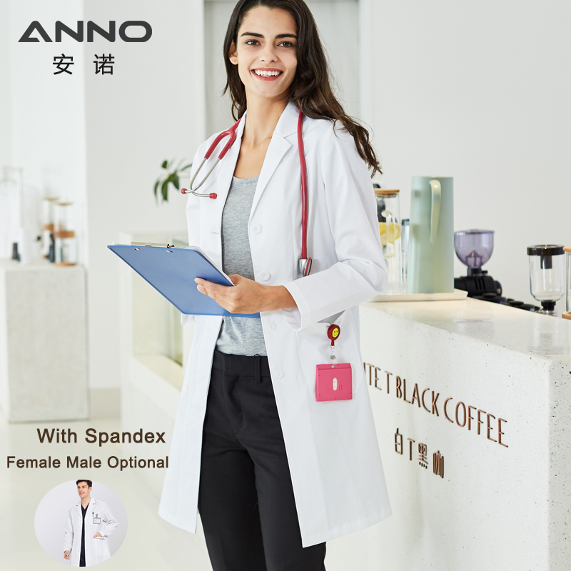 Lab Coat Medical - ANNO 스판덱스 긴팔 실험실 유니폼, 신축성