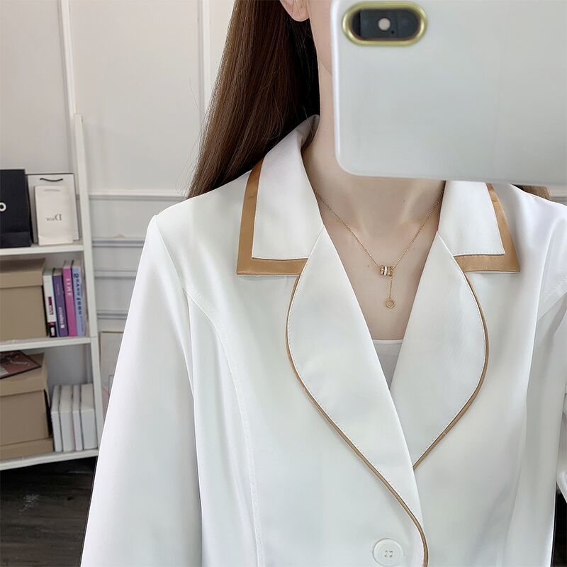흰색 짧은 미용 유니폼 드레스 스파 핑크 스크럽 탑 흰 - Lab Coat Medical 리뷰 및 가격