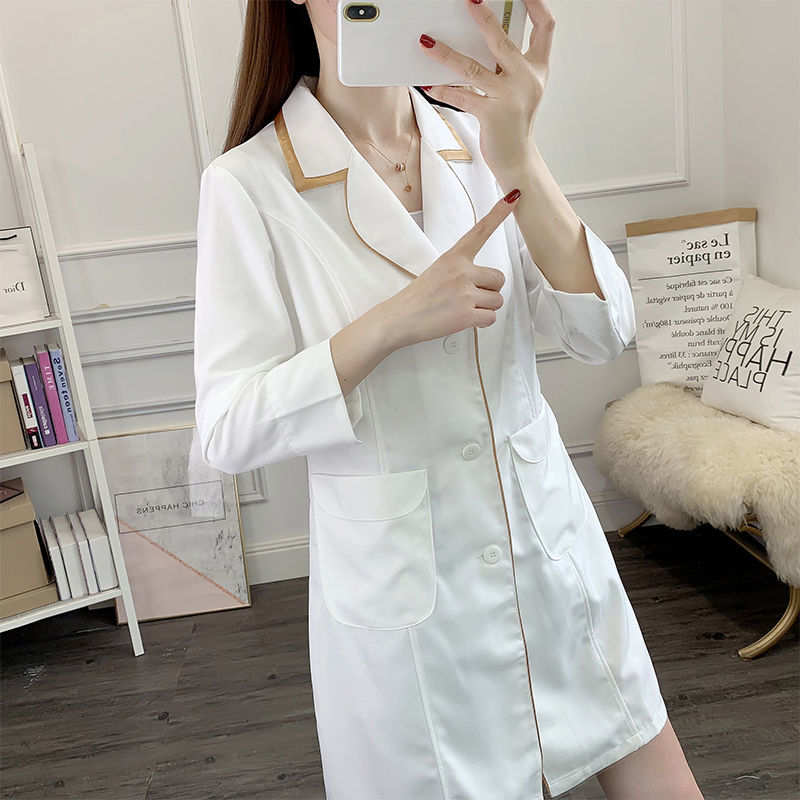 흰색 짧은 미용 유니폼 드레스 스파 핑크 스크럽 탑 흰 - Lab Coat Medical 리뷰 및 가격