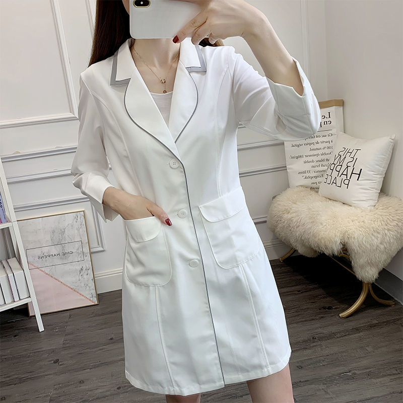 흰색 짧은 미용 유니폼 드레스 스파 핑크 스크럽 탑 흰 - Lab Coat Medical 리뷰 및 가격
