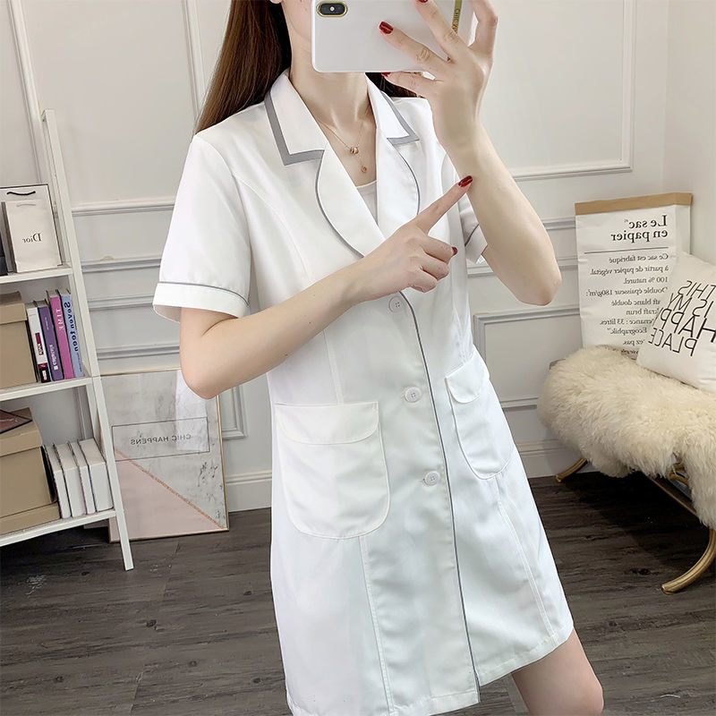 흰색 짧은 미용 유니폼 드레스 스파 핑크 스크럽 탑 흰 - Lab Coat Medical 리뷰 및 가격