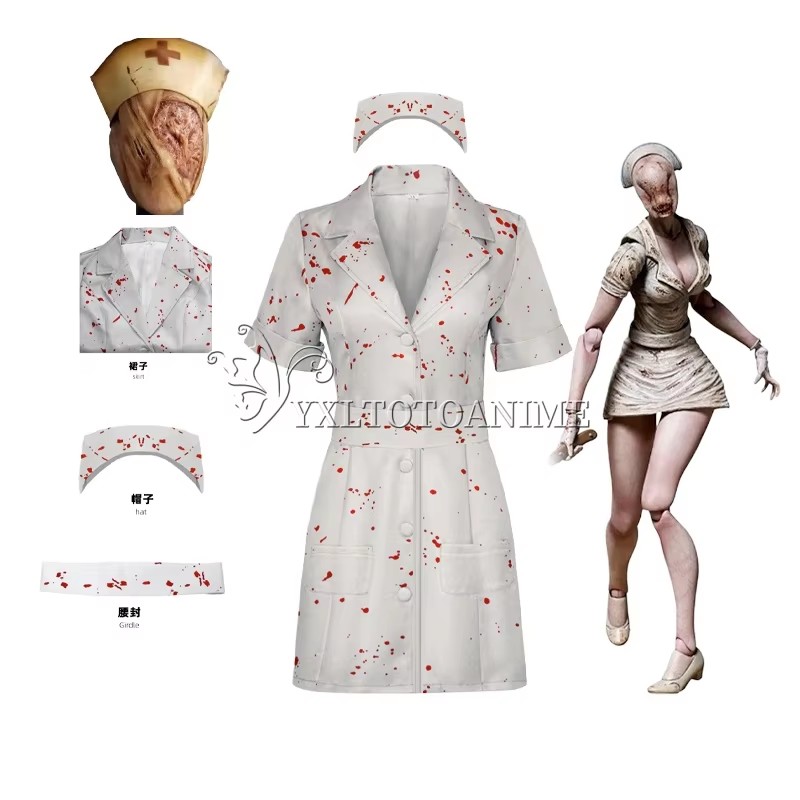 영화 사일런트 힐 코스프레 의상 간호사 흰색 피 얼룩이 - Medical Lab Uniform 리뷰 및 가격