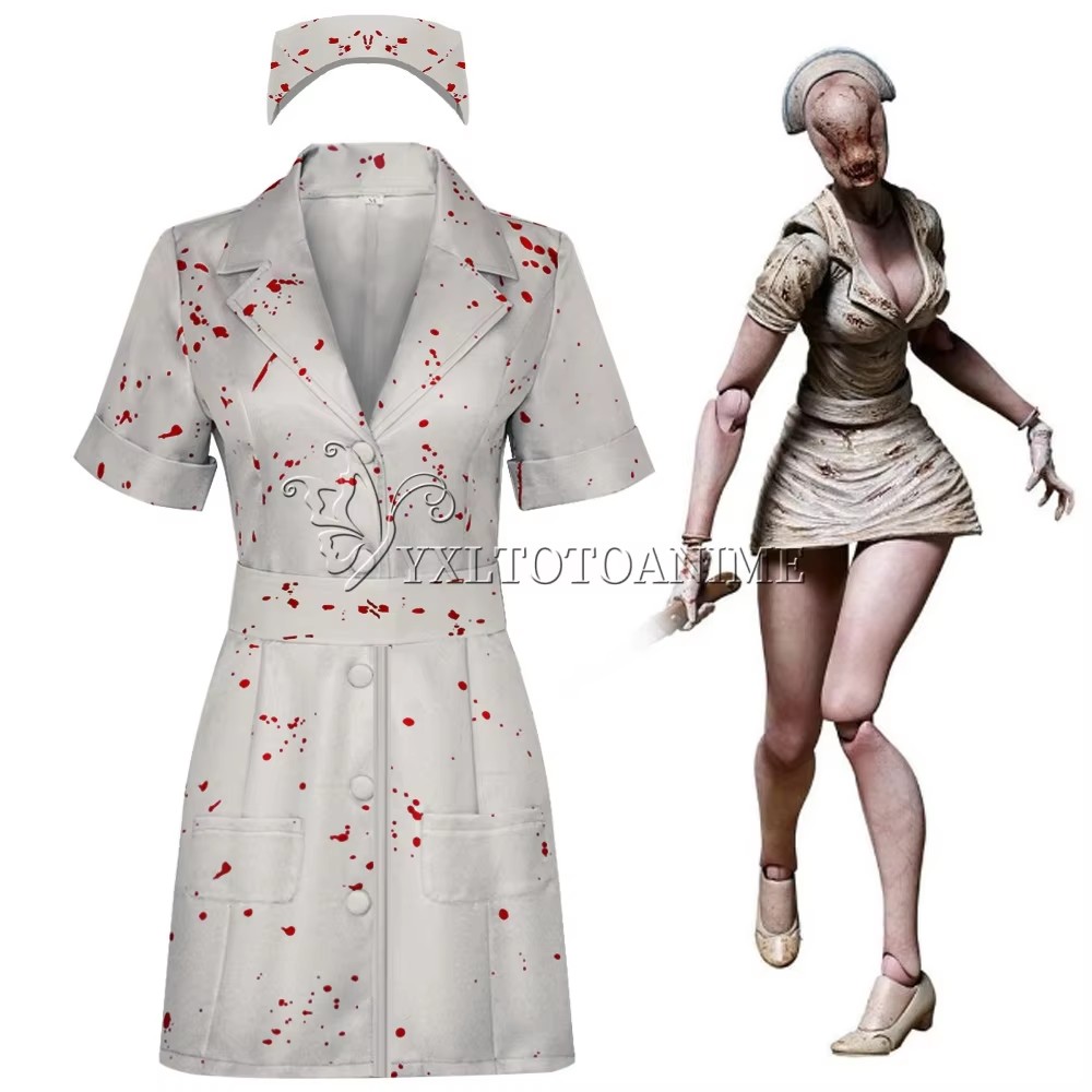 영화 사일런트 힐 코스프레 의상 간호사 흰색 피 얼룩이 - Medical Lab Uniform 리뷰 및 가격