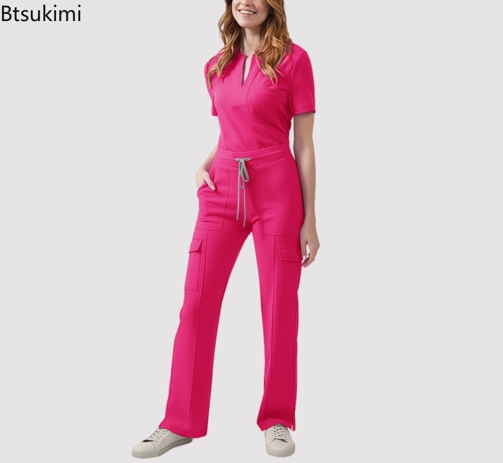 의료용 스크럽 유니폼 여성 간호사 스크럽 세트 포켓 상 - Medical Lab Uniform 리뷰 및 가격