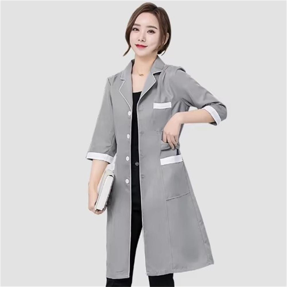 고급 회색 단색 슬림 단순 주름 방지 스파 유니폼 미용 - Lab Coat Medical 리뷰 및 가격